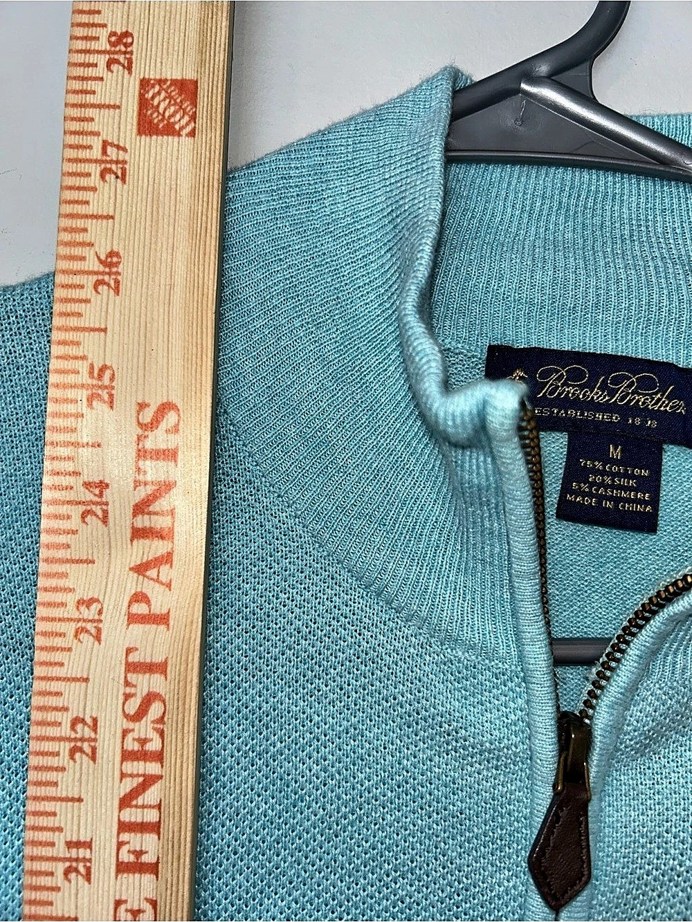 Brooks Brothers Men's Quarter Zip Sweater Blue Cashmere Silk blend Size M
